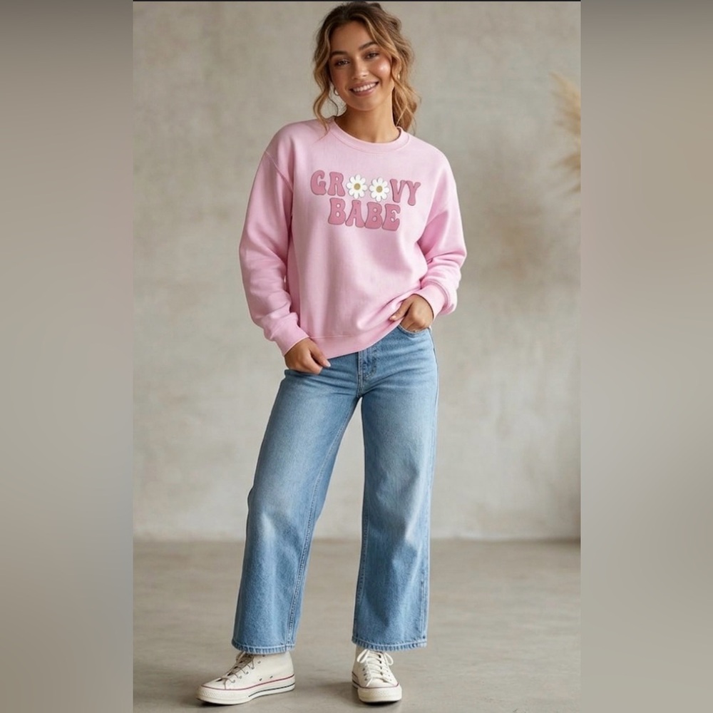 Groovy Babe Pink Insulated Sweatshirt – Size Large
